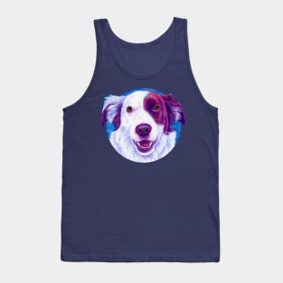 Colorful Red and White Border Collie Dog Tank Top